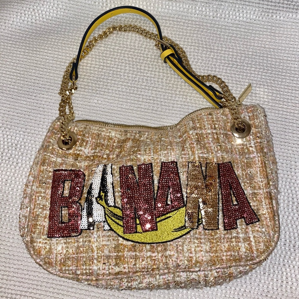 Zara TRF-  Banana Sequinned Tweed purse